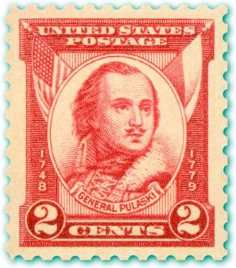 Casimir Pulaski US Postage Stamp Photo courtesy of: US Postal Service