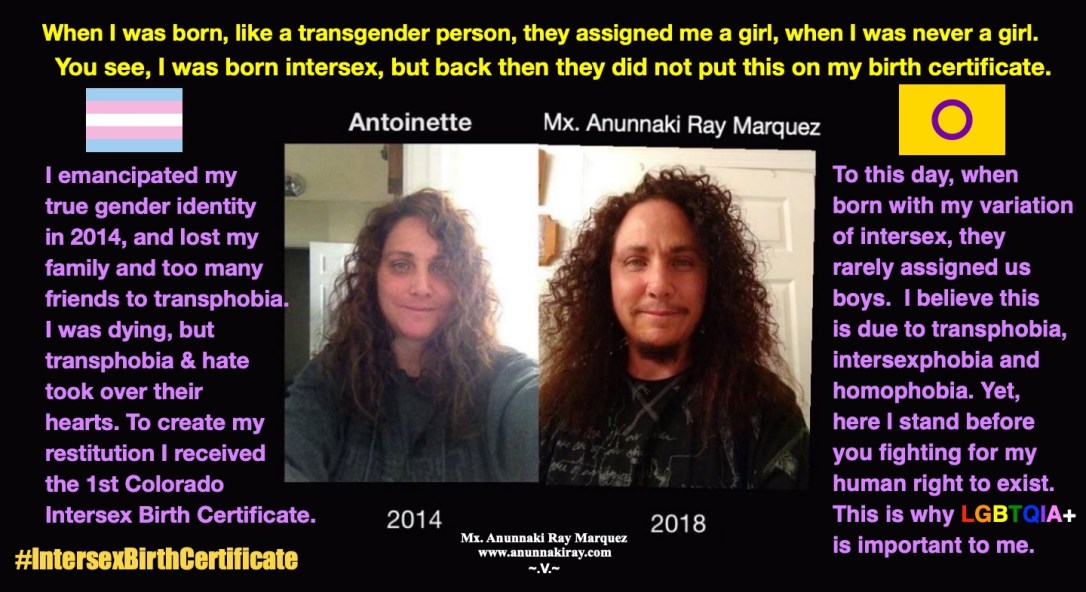 Antoinette 2014 and Anunnaki 2018 | Intersex Birth Certificate