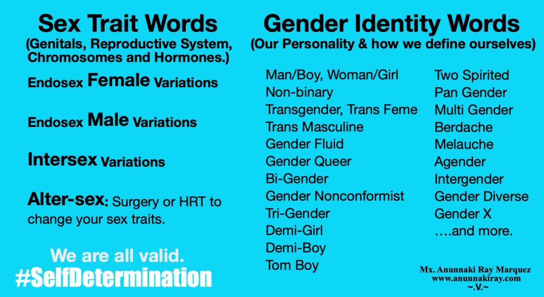 Sex Trait and Gender Identity Words | Mx. Anunnaki Ray Marquez
